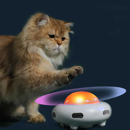 Pet Electronic UFO Smart Funny Cat Turntable Toy Intelligent Funny Cat Stick Game Rotating Turntable Cat Toy Automatic Cleaning