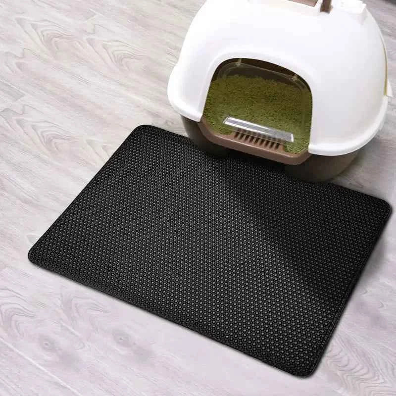 Double-Layer Cat Litter Mat | Waterproof & Non-Slip | Traps Sand & Litter | Washable | Bonus Gift Included
