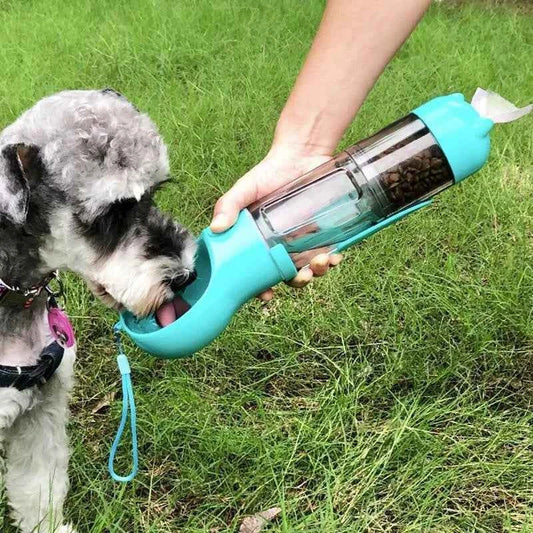4-in-1 Portable Dog Water Bottle & Travel Feeder – Leak-Proof