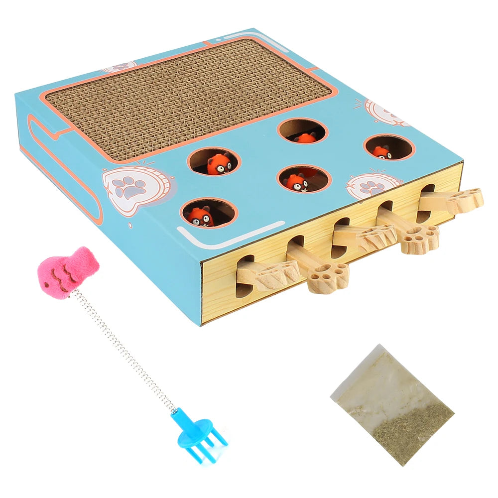 3-in-1 Interactive Cat Maze Toy with Scratcher & Gopher Chase Game