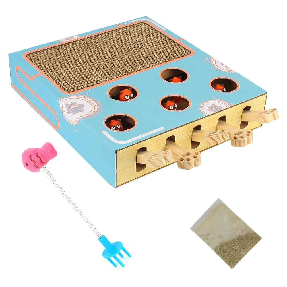 3-in-1 Interactive Cat Maze Toy with Scratcher & Gopher Chase Game