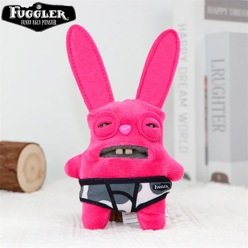 12cm Original FUGGLER Plush Toys Keychains Funny Ugly Teeth Monster Crazy Rabbit Wide-Eyed Fugguler Peluche Dolls Pendants Gifts