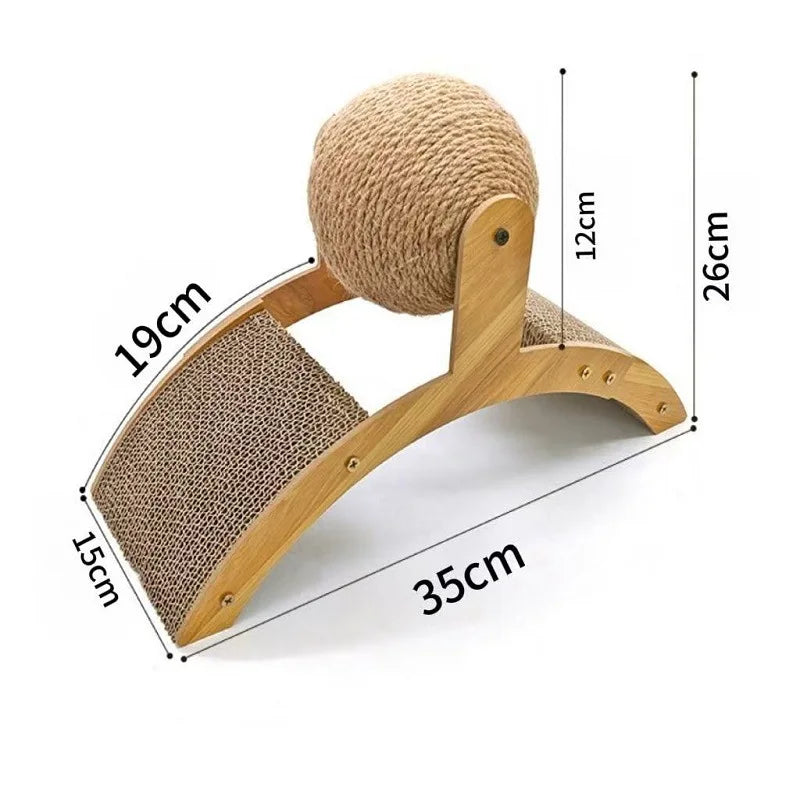 Petssify 2-in-1 Wooden Cat Scratching Ball – Sisal & Corrugated Scratcher