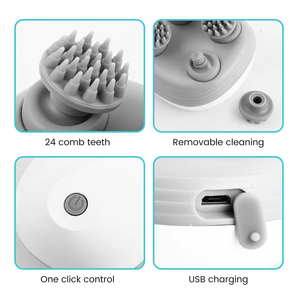 Electric Head Massager Body Shoulder Leg Arm Neck Deep Tissue Head Scalp Massage Kneading Vibrating Device for Cat Pet Massage