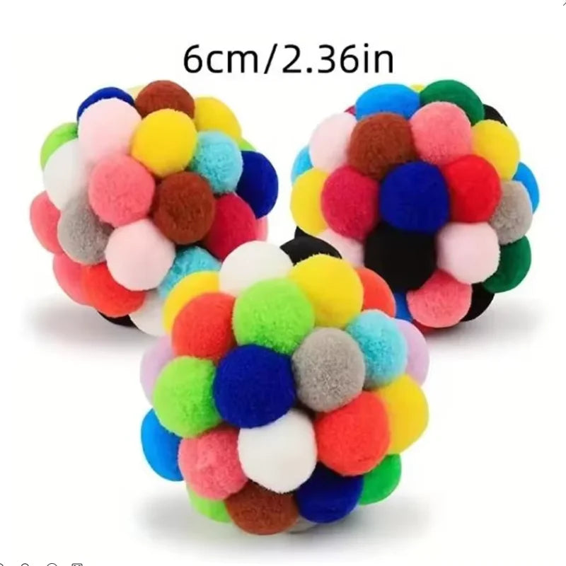 Cat interactive toy plush ball pet bouncy ball self-play ball boredom reliever cat teaser colorful yarn ball pet toy