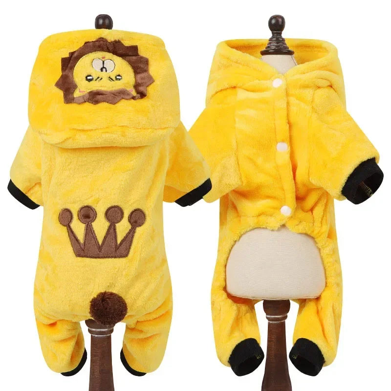 Cartoon Animal Dog Cat Costume Small Dogs Cat Winter Warm Pet Jumpsuit Pajama for Yorkies Poodle Overalls Puppy Mascotas Clothes