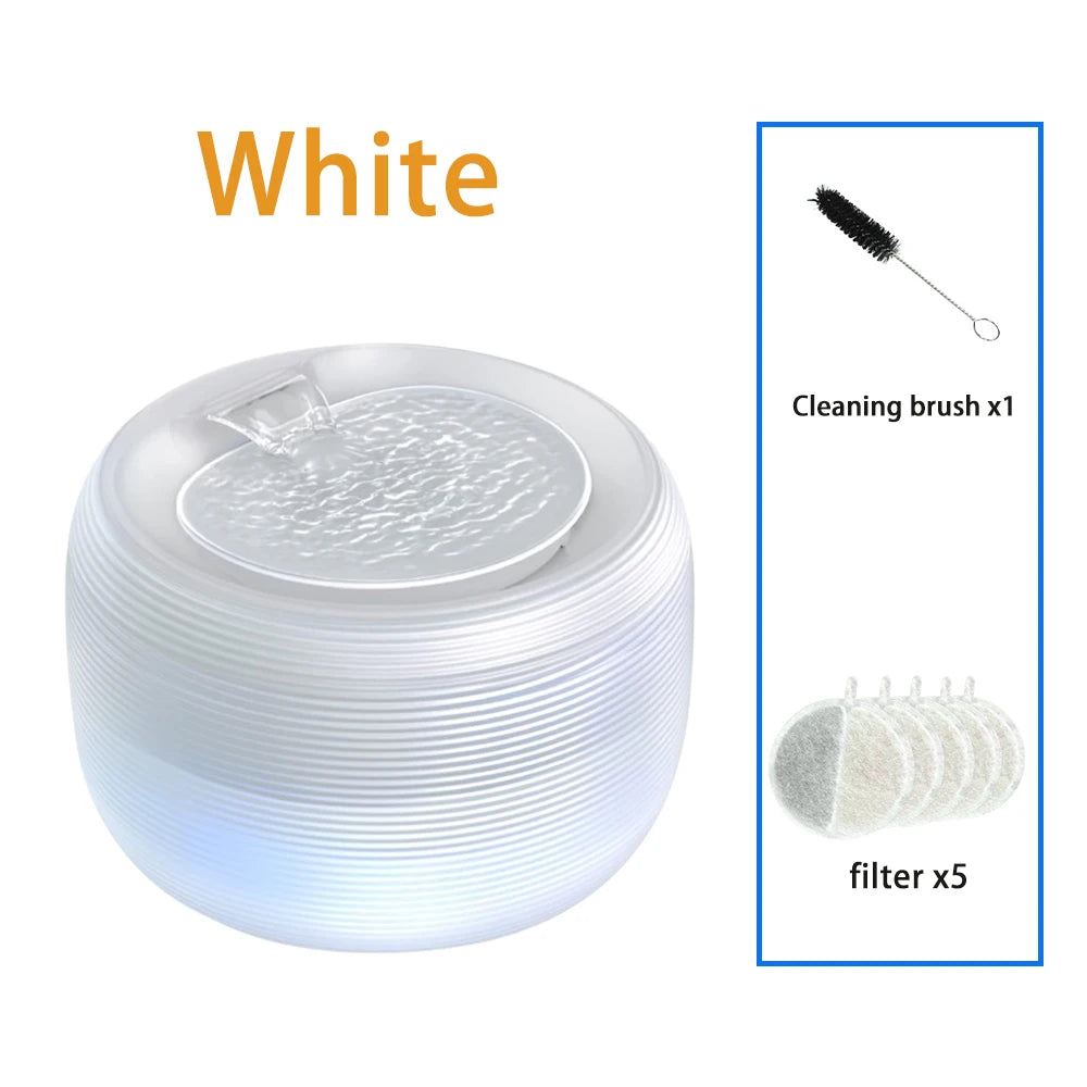 Smart Ultra Quiet Waterfall 2.5L Cat Water Dispenser with Smart Pump Pet Water Fountain for Cats and Dogs Built-in LED Light