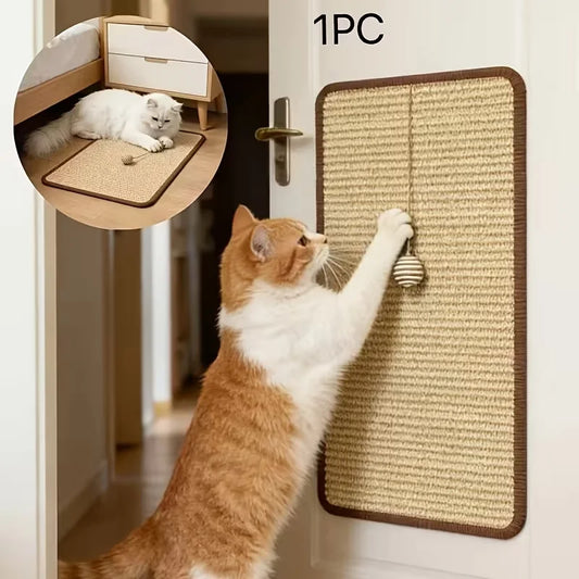 Petssify Standing Sisal Cat Scratcher – Space-Saving Vertical Scratcher with Ball
