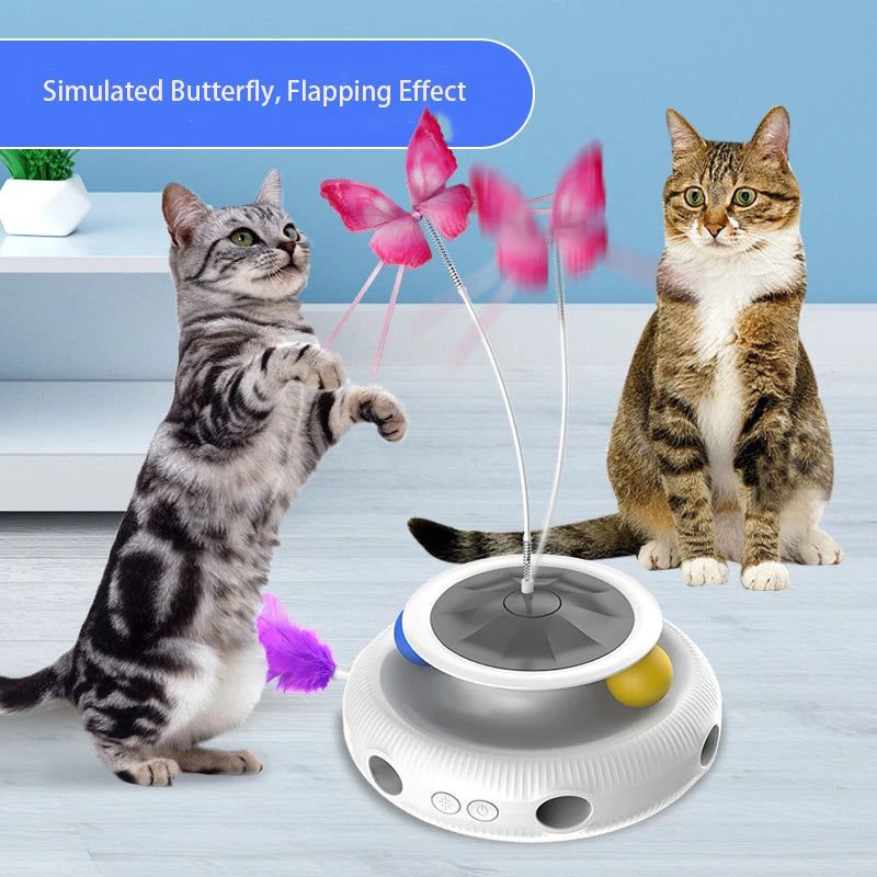3-in-1 Smart Butterfly Feather Cat Toy | Auto-Fluttering | Fun Ball Set | Electronic Interactive Pet Toy