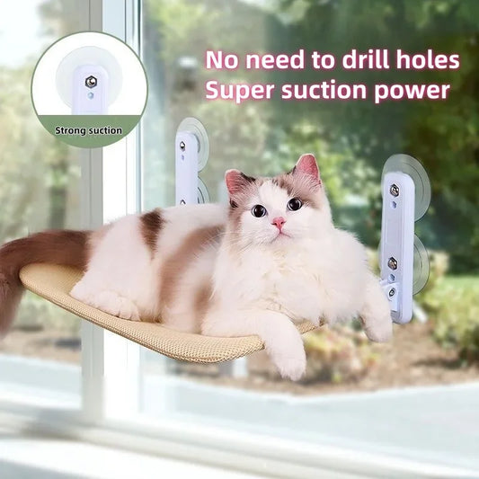 Cordless Cat Hammock for Sunbathing Hanging Cat Bed Summer Suction Cup Glass Mounted Foldable Breathable Cat Bed Frame Supplies