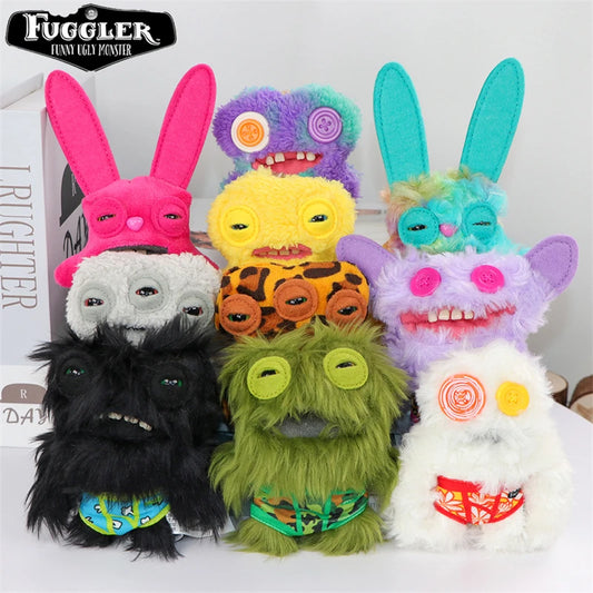 12cm Original FUGGLER Plush Toys Keychains Funny Ugly Teeth Monster Crazy Rabbit Wide-Eyed Fugguler Peluche Dolls Pendants Gifts