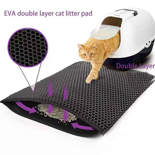 Double-Layer Cat Litter Mat | Waterproof & Non-Slip | Traps Sand & Litter | Washable | Bonus Gift Included