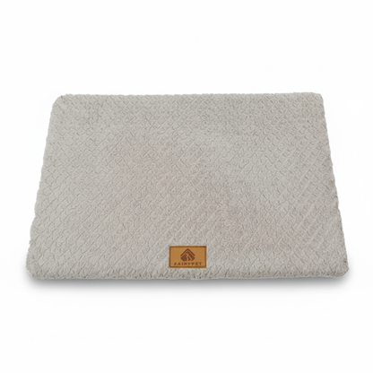 Petssify 3D foam orthopedic pet bed in light grey, smooth-edged textured crate mat