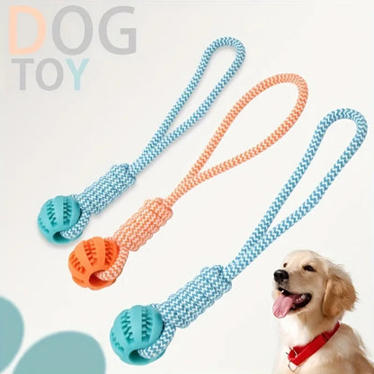 Interactive Dog Toy Tug Rope, Treat Dispenser Ball, Chew Toy for Large Breeds, Durable & Dental Health (Colors Vary)