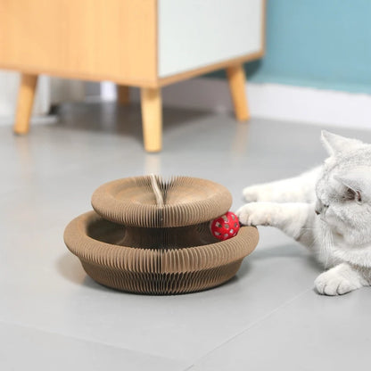 Round Cat Scratch Board with Ball Toy (Corrugated Cardboard)