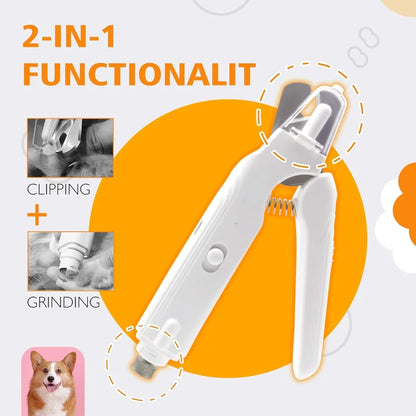 Quiet Pet Nail Grinder | 2 LED Lights | Safe & Gentle | For Dogs & Cats