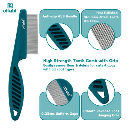 Petssify Oitabi Pet Grooming Comb Set – 5-Piece Stainless Steel Combs for Dogs & Cats