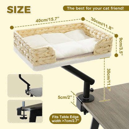 Petssify 360° Rotatable Cat Desk Bed – Adjustable Table Hammock for Cats
