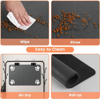 Petssify Absorbent Pet Feeding Mat – Waterproof Placemat for Dog & Cat Bowls