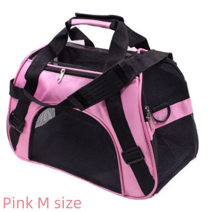 Pet Portable Foldable Four Sided Breathable Mesh Pet Bag Cat and Dog One Shoulder Travel Bag Crossbody Handbag Backpack Cat Bag