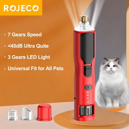 Petssify ROJECO Pet Nail Grinder – 7-Speed Rechargeable with LED Light