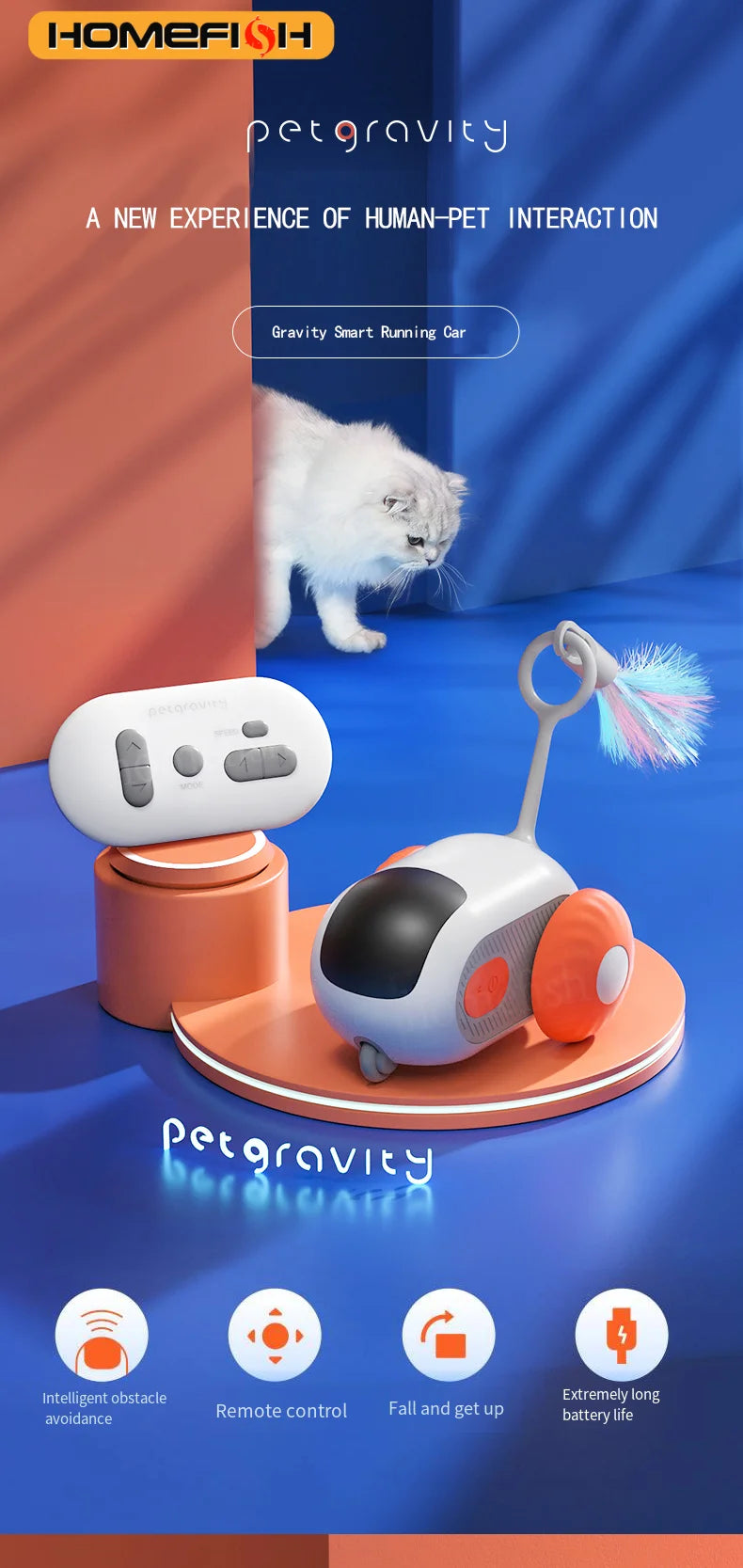Smart RC Cat Toy Car | 2 Modes | Remote Controlled | Interactive Kitten Training Toy for Cats & Dogs