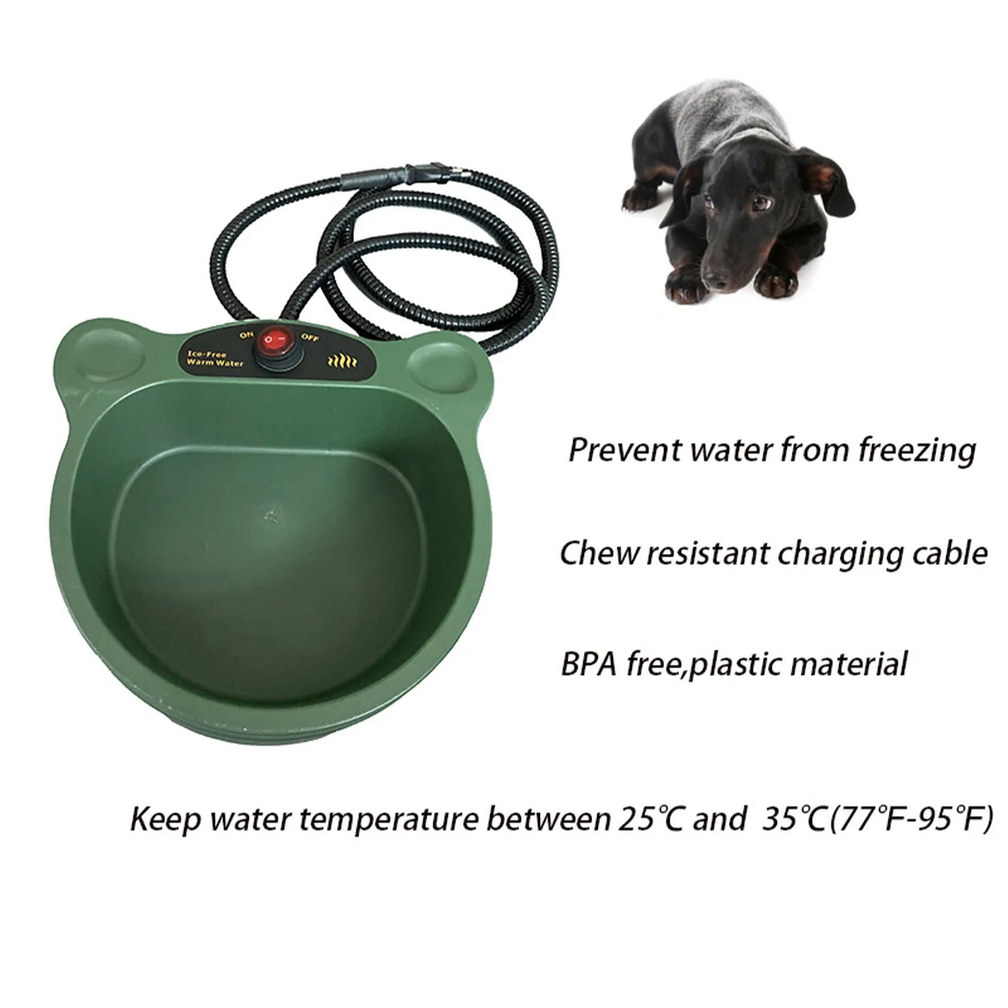 Electric Dog Water Bowl Green Heated Dog Bowl for Pet Dog Electric Dog Water Bowl Heated Dog Bowl Thermal Dog Bowl