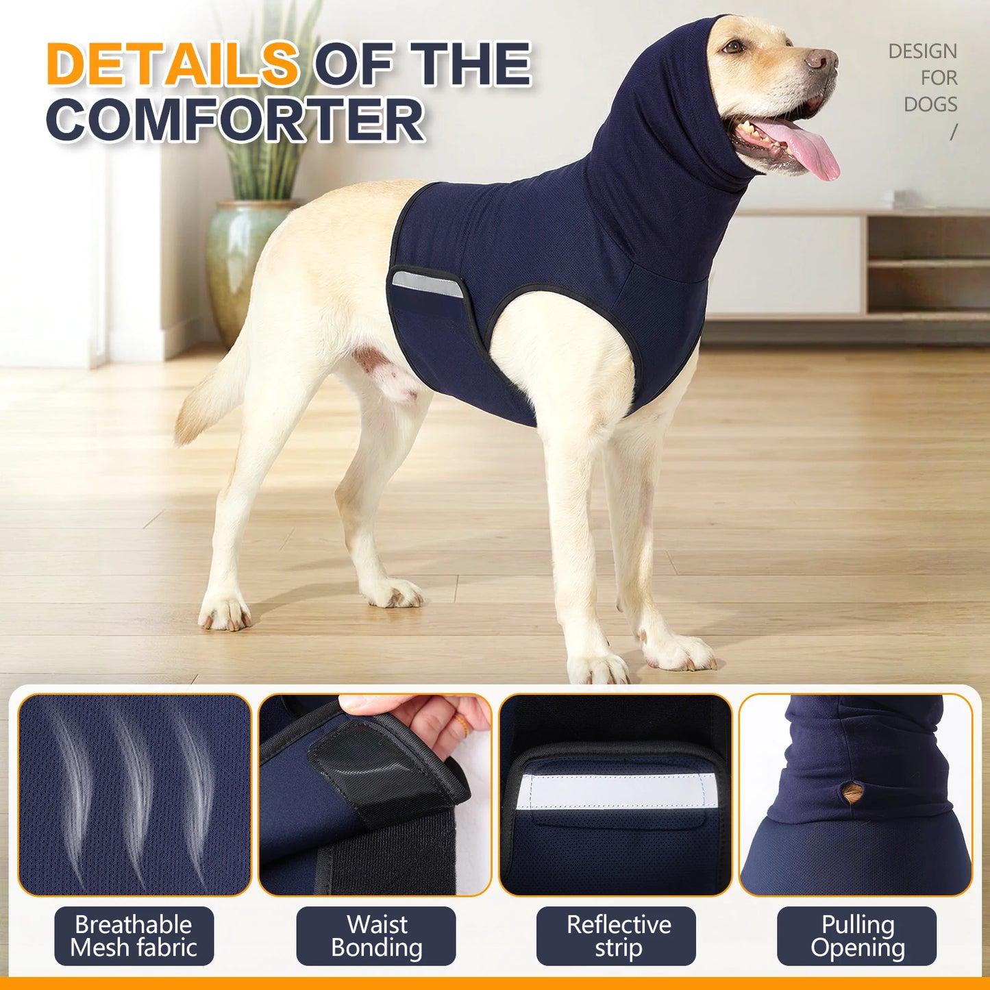 Petssify Dog Anxiety Vest – Skin-Friendly Calming Thunder Jacket for Dogs