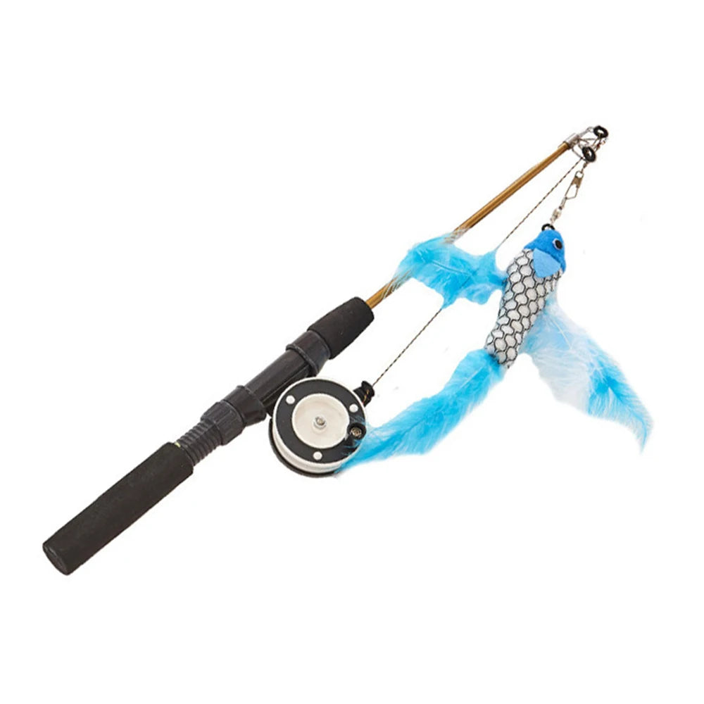 Petssify Retractable Cat Wand Toy – Fish-Type Telescopic Feather Rod