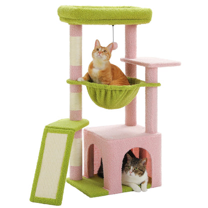 Small Cat Tree Tower | Natural Sisal Scratching Post | Top Perch & Private Condo | Perfect for Indoor Cats