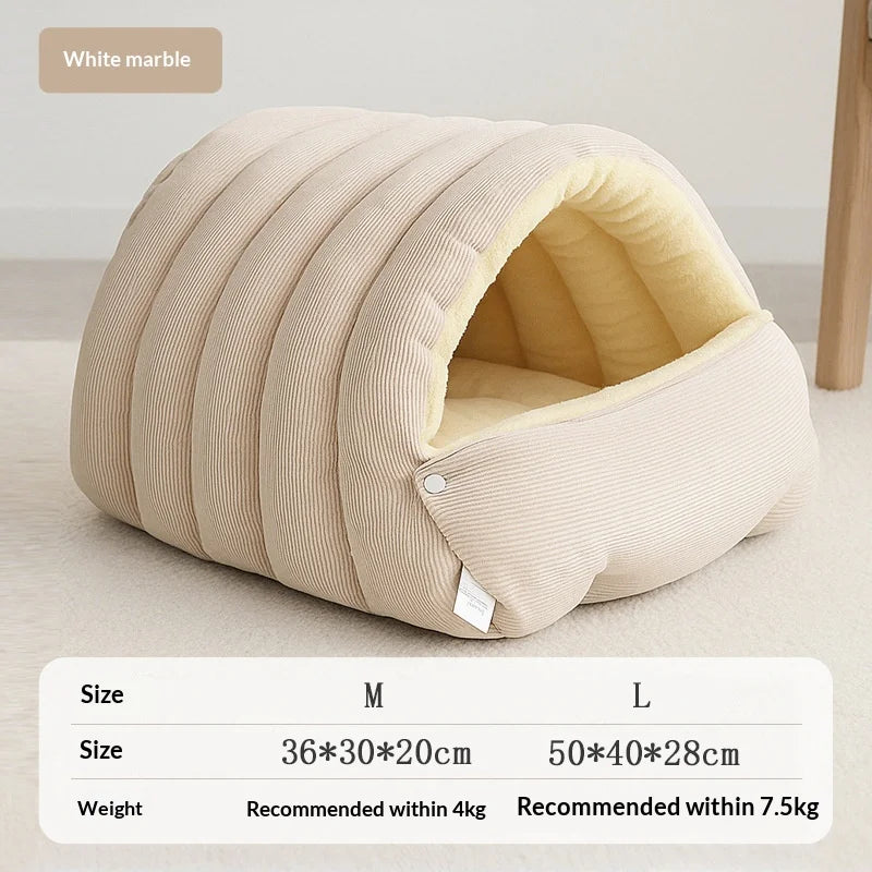 Petssify Winter Thermal Plush Cat Bed – Enclosed Warm House for Anxiety Relief