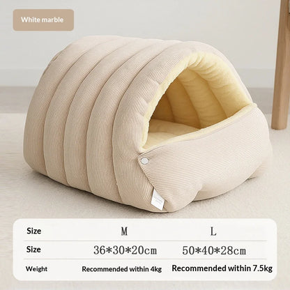 Petssify Winter Thermal Plush Cat Bed – Enclosed Warm House for Anxiety Relief