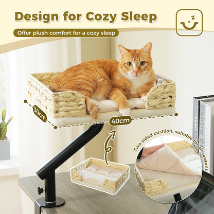 Petssify 360° Rotatable Cat Desk Bed – Adjustable Table Hammock for Cats
