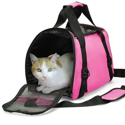 Pet Portable Foldable Four Sided Breathable Mesh Pet Bag Cat and Dog One Shoulder Travel Bag Crossbody Handbag Backpack Cat Bag