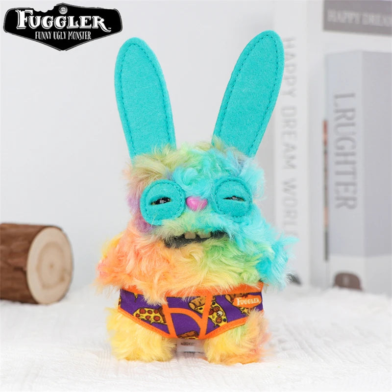 12cm Original FUGGLER Plush Toys Keychains Funny Ugly Teeth Monster Crazy Rabbit Wide-Eyed Fugguler Peluche Dolls Pendants Gifts