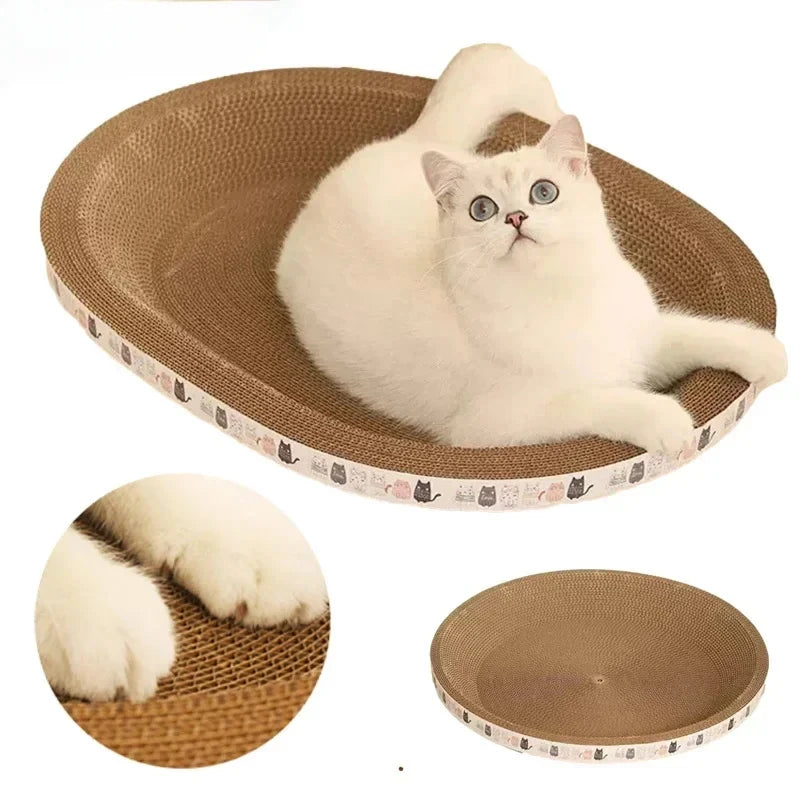 Petssify Corrugated Cat Scratching Post with Catnip – Wear-Resistant Scratcher & Bed