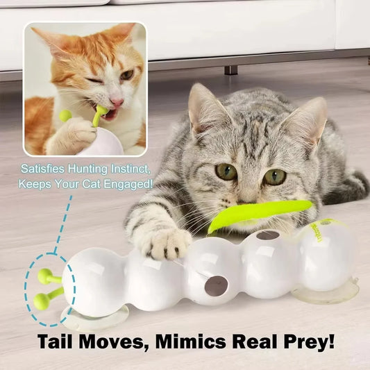 Caterpillar Interactive Cat Toy Motion Activated Wack A Worm Post Toy Rechargeable Automatic Teasing Cat Toy with Tail for Cats