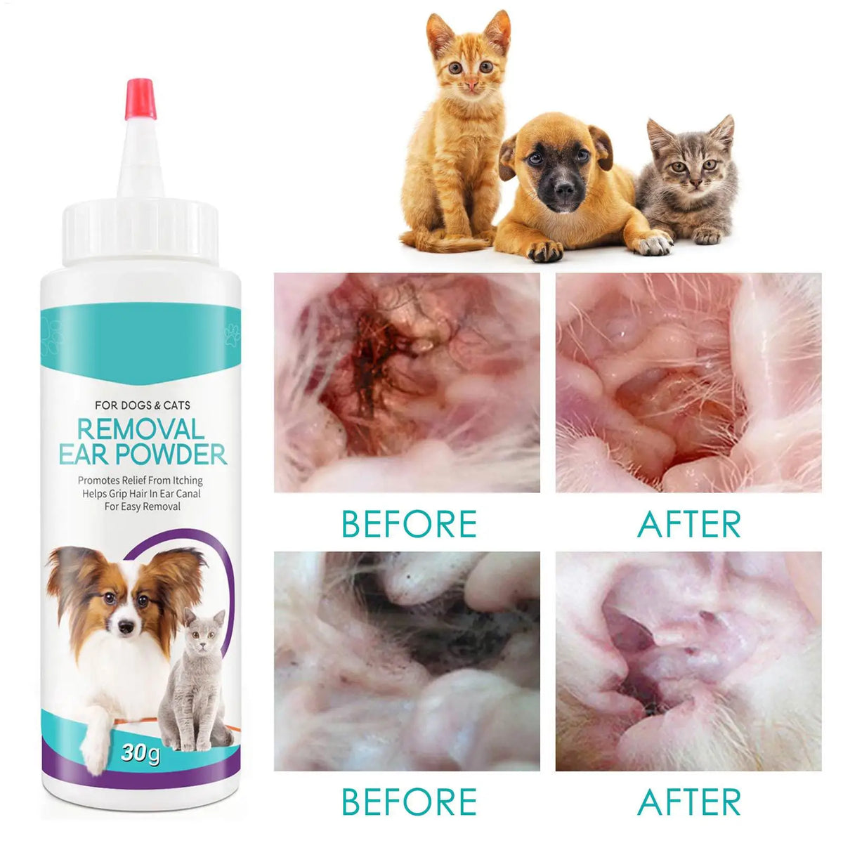 Petssify Pet Ear Powder – Painless Ear Hair Removal & Odor Control 30g