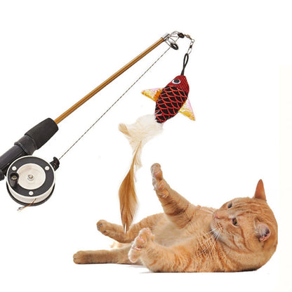 Petssify Retractable Cat Wand Toy – Fish-Type Telescopic Feather Rod