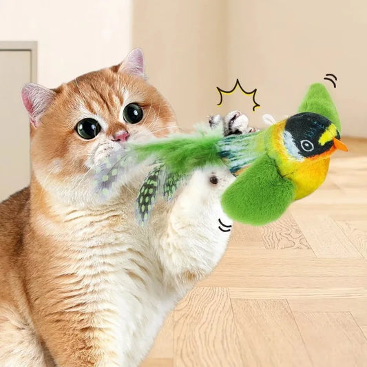 Interactive Cat Toy with Intelligent Sound Sensing Realistic Bird Calls and Built-in Catnip for Enhanced Playtime for Cats Toy