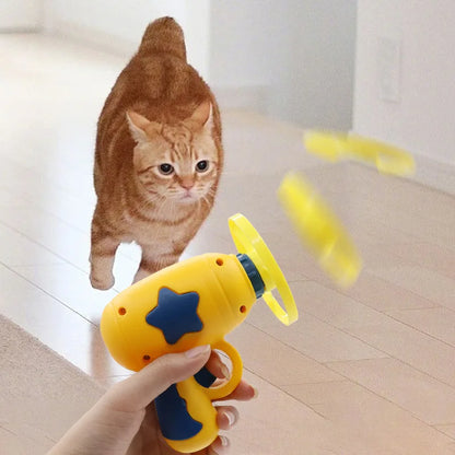 Petssify Interactive Cat Flying Disc Launcher – Training Toy with 4 Discs