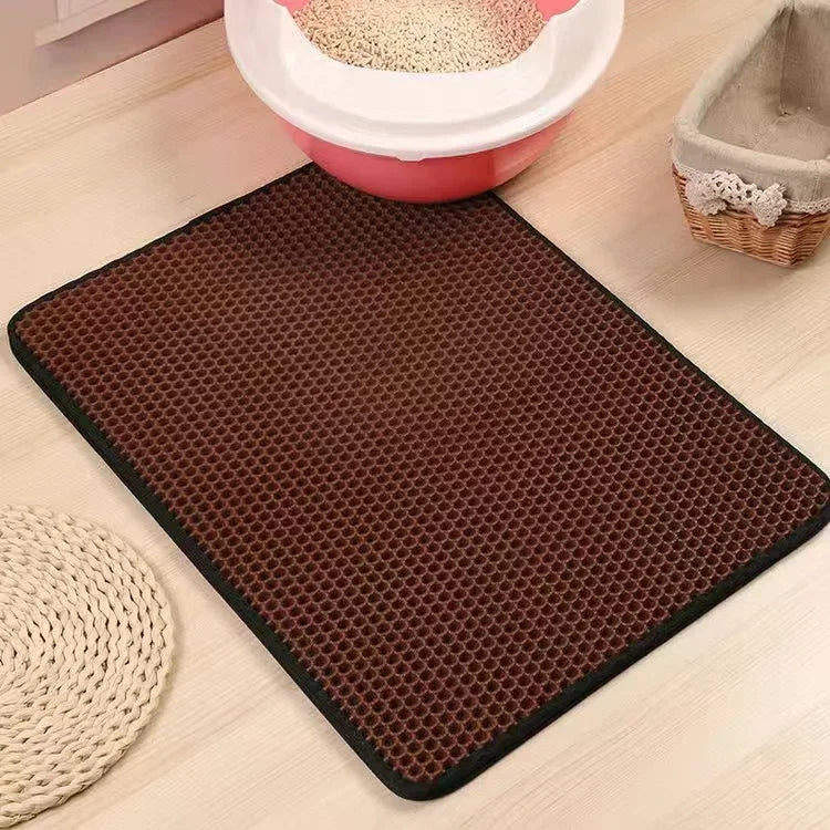 Double-Layer Cat Litter Mat | Waterproof & Non-Slip | Traps Sand & Litter | Washable | Bonus Gift Included