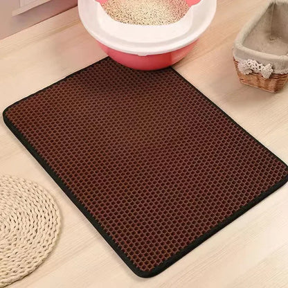 Double-Layer Cat Litter Mat | Waterproof & Non-Slip | Traps Sand & Litter | Washable | Bonus Gift Included
