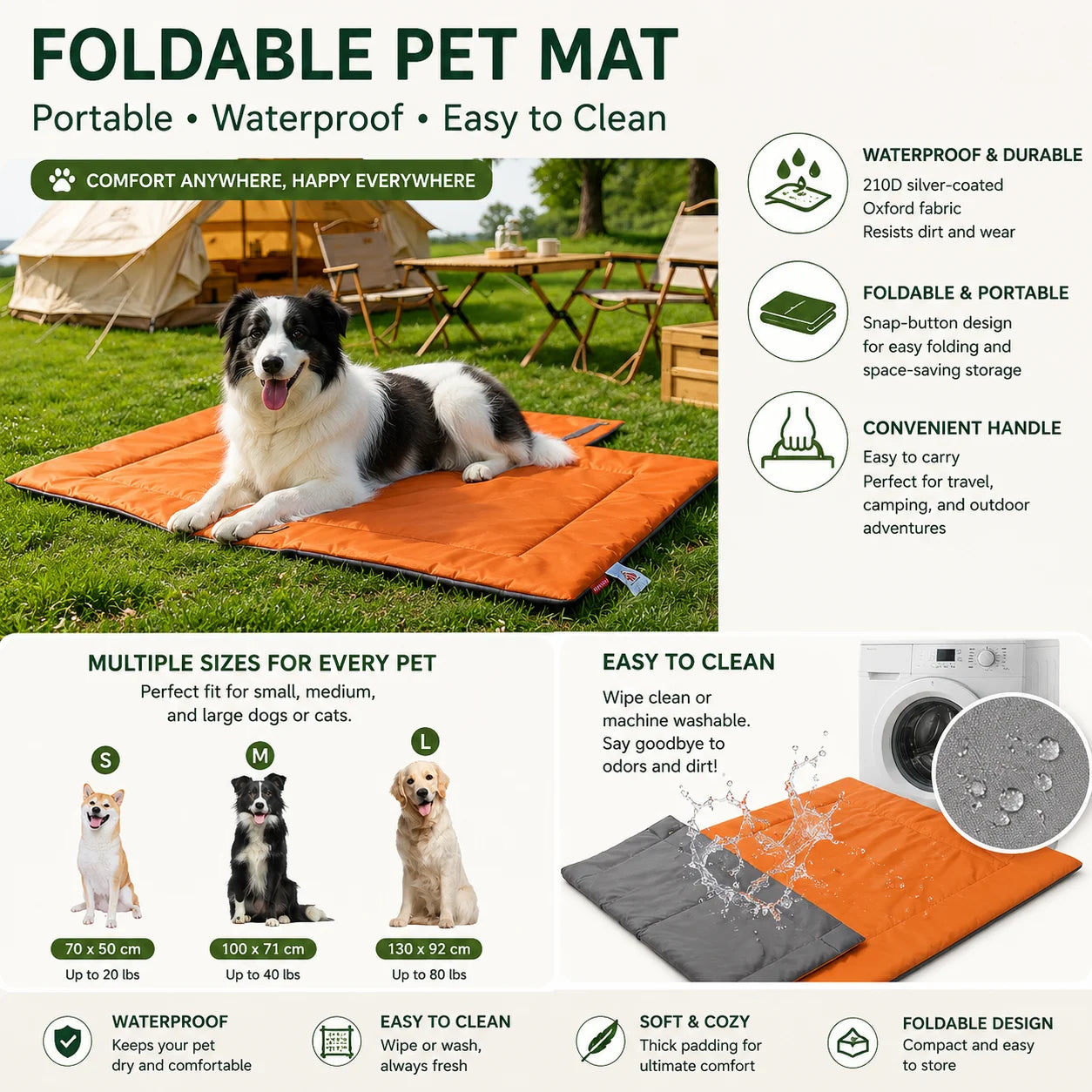 Petssify Waterproof Chew-Proof Dog Mat – Portable Travel Crate Pad