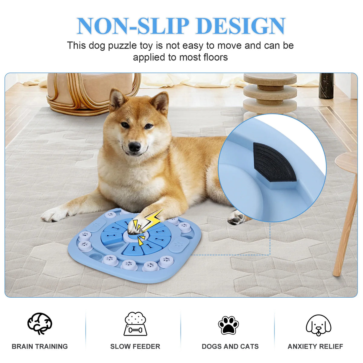 Petssify Interactive Sliding Dog Puzzle Toy – Treat Dispenser Slow Feeder