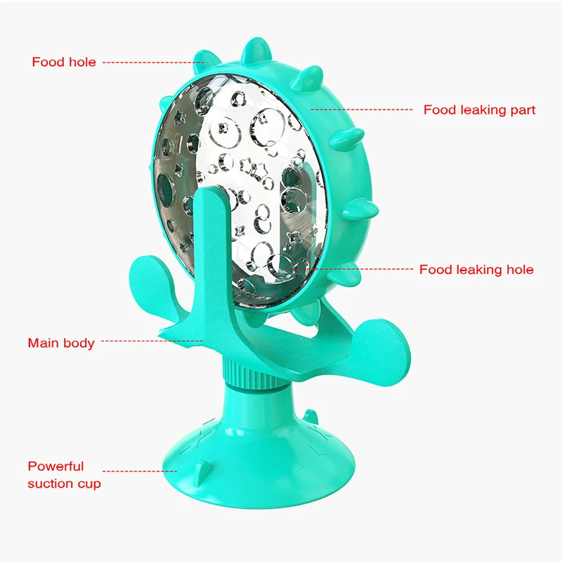 Interactive Treat Leaking Toy for Cats & Small Dogs | Slow Feeder | Rotatable Wheel | IQ Booster