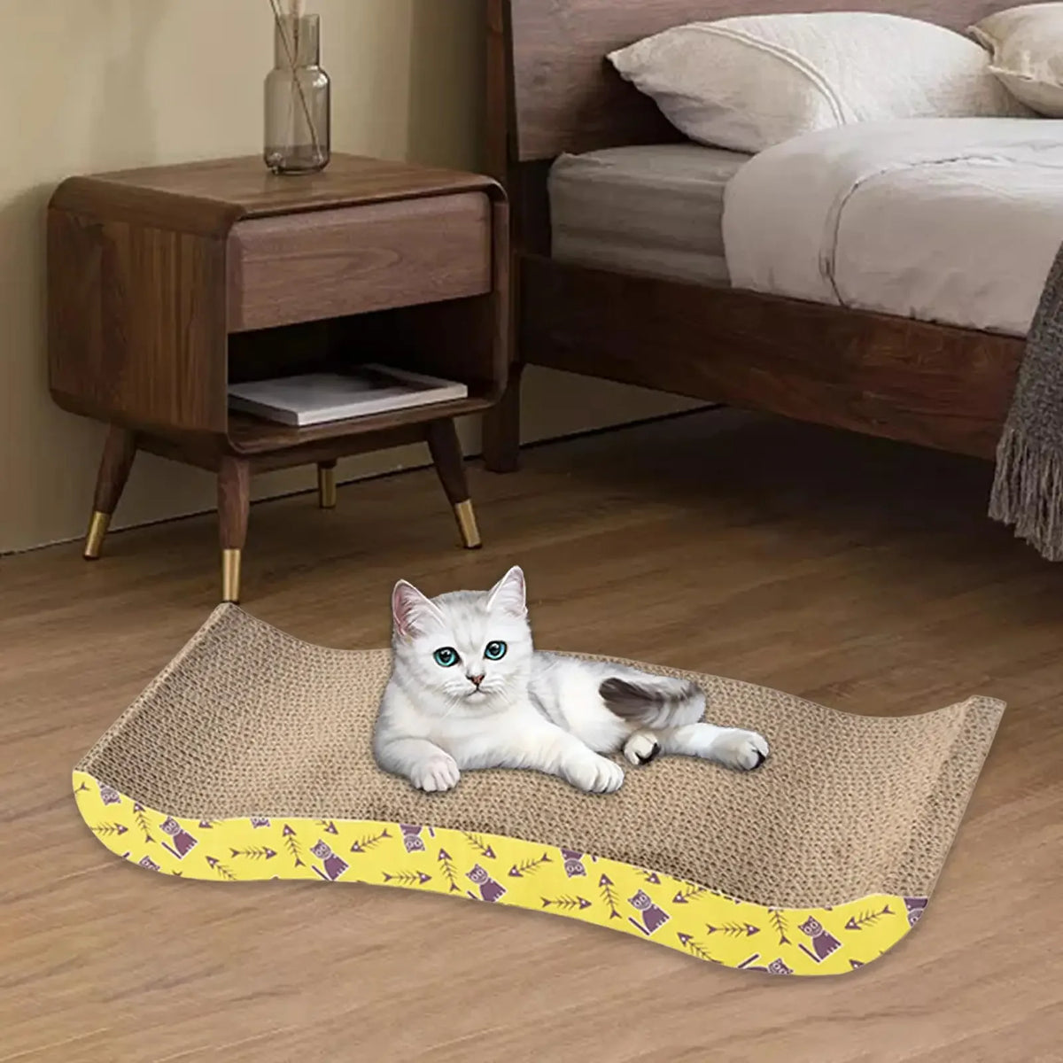 Petssify Cardboard Cat Scratcher Lounge Bed – Durable Scratch Pad & Nest