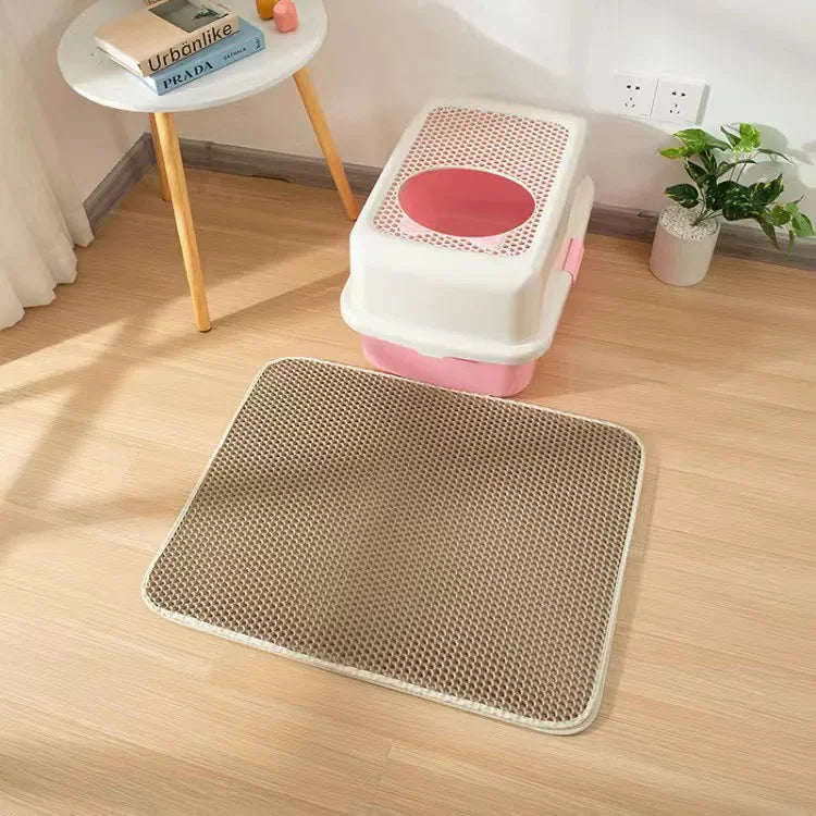 Double-Layer Cat Litter Mat | Waterproof & Non-Slip | Traps Sand & Litter | Washable | Bonus Gift Included