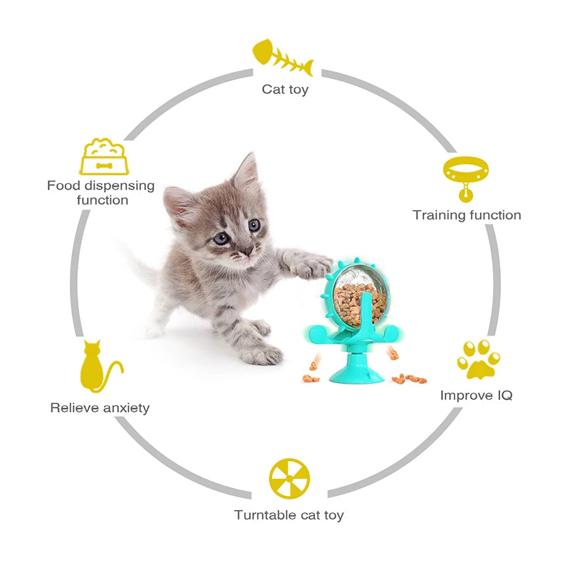 Interactive Treat Leaking Toy for Cats & Small Dogs | Slow Feeder | Rotatable Wheel | IQ Booster