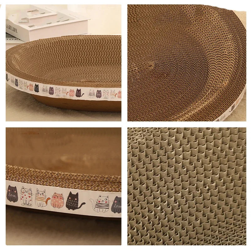 Petssify Corrugated Cat Scratching Post with Catnip – Wear-Resistant Scratcher & Bed